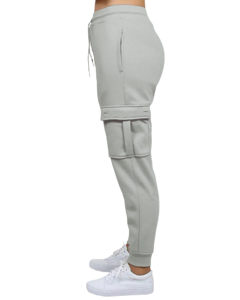 Women's Loose Fit Fleece Jogger Sweatpants with Velcro Cargo Pockets