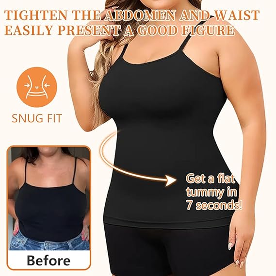 Scoop Neck Cami,Adjustable Strap Tummy Control Shaping Tank Tops for Women