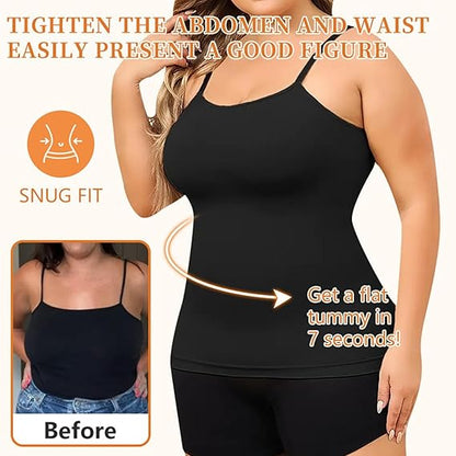 Scoop Neck Cami,Adjustable Strap Tummy Control Shaping Tank Tops for Women