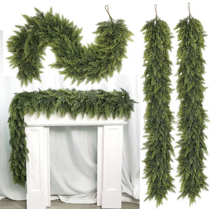 🎄 6 FT Artificial Cedar Garlands | Real-Touch Winter Pine Greenery for Xmas Decor
