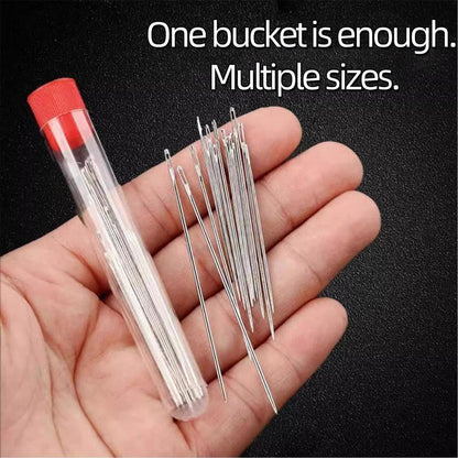 🧵 34PCS Big-Eye Steel Needle Set | Long & Thin for Quilting & DIY Sewing