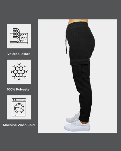 Women's Loose Fit Fleece Jogger Sweatpants with Velcro Cargo Pockets