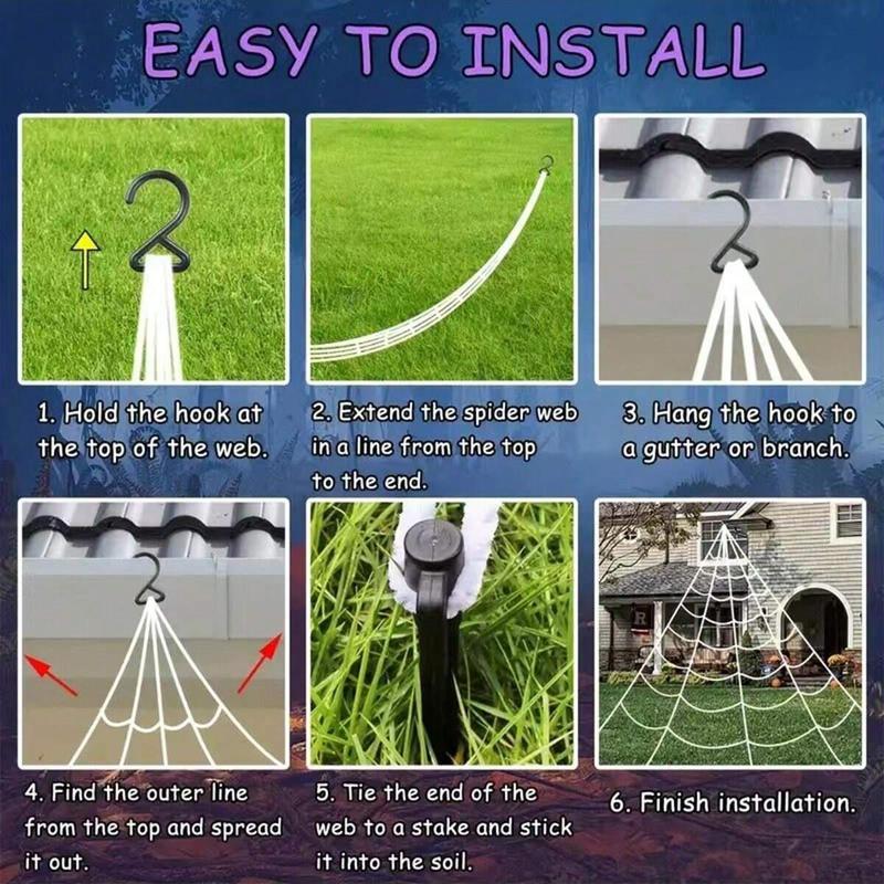 🕸️5M Giant Spider Web Light｜250  LEDs for Halloween Horror Decor