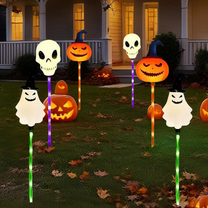 6 Halloween Solar Pumpkin and Skull Ground Plug Lights