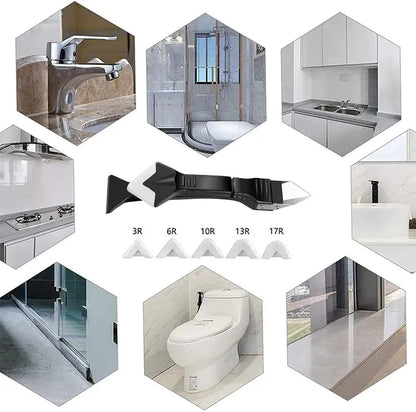 11Pcs Silicone Caulking Tools 3 in1 Grout Removal Tool(Stainless Steelhead)