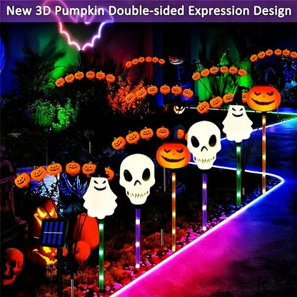 6 Halloween Solar Pumpkin and Skull Ground Plug Lights