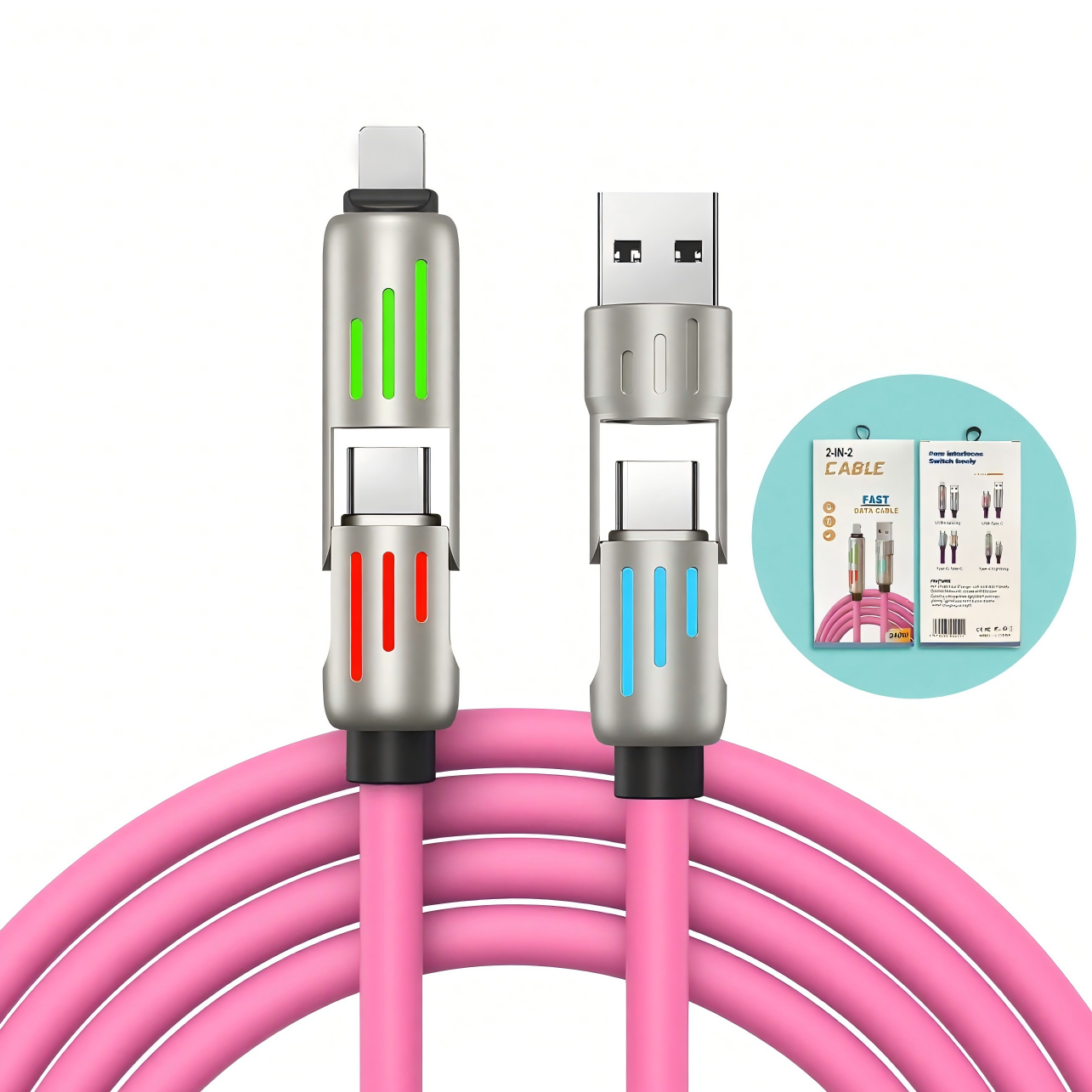 ✨ "4-in-1 Fast Charging Cable – 240W Universal USB Cord w/Case (6.6Ft)"