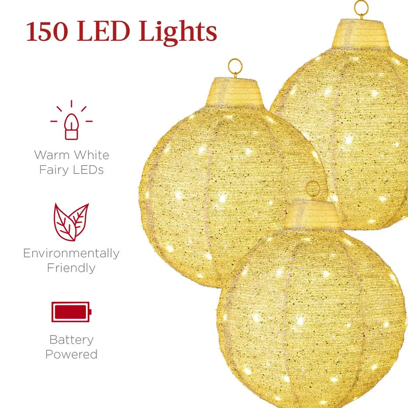 Hanging Pop-Up Outdoor Christmas Ornaments, LED Lights, 8 Light Functions