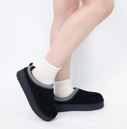 Women's Braided Leather Outdoor SuedeSlippers Mini Platform Boots