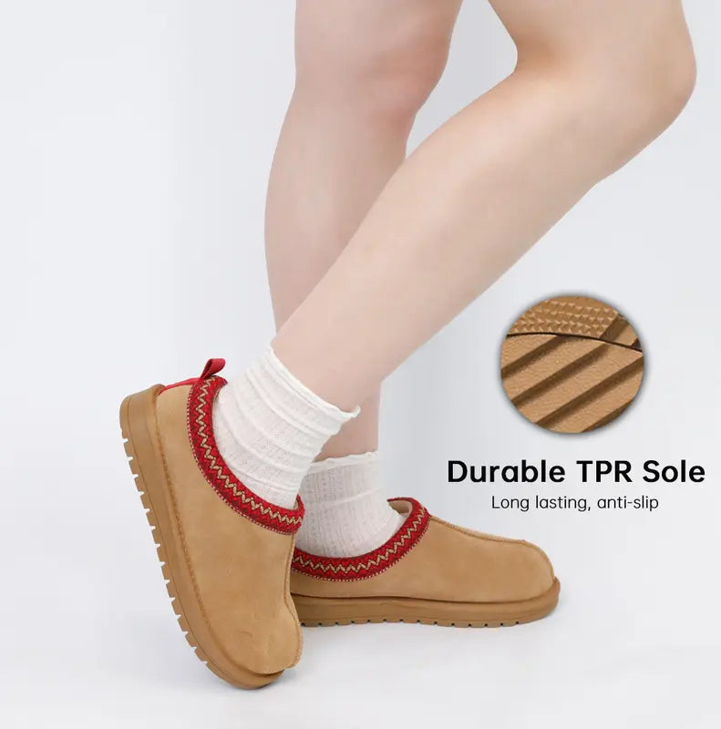 Women's Braided Leather Outdoor SuedeSlippers Mini Platform Boots