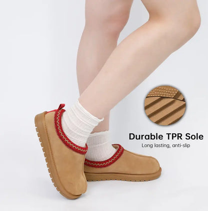 Women's Braided Leather Outdoor SuedeSlippers Mini Platform Boots