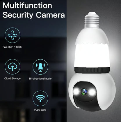 1080P Light Bulb Security Camera,Wireless Outdoor Indoor Camera with Night Vision