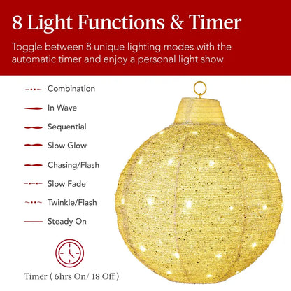 Hanging Pop-Up Outdoor Christmas Ornaments, LED Lights, 8 Light Functions