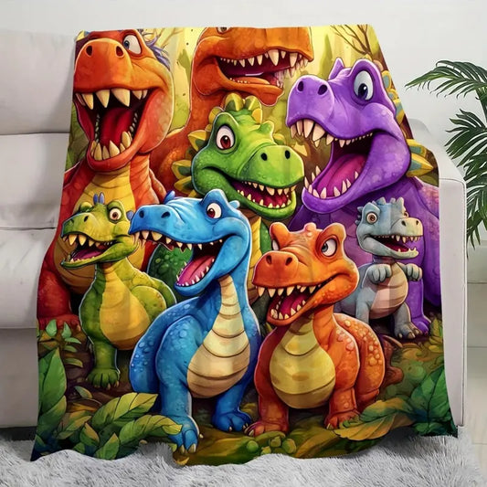 Dino-Mite Smiling Dinosaurs Soft Throw Blanket β Cozy, Lightweight & Perfect for Gifting!