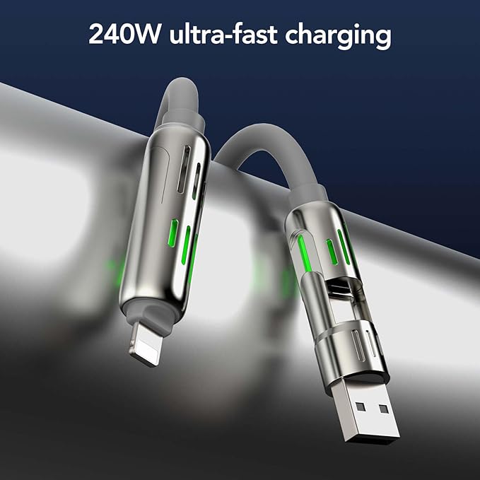 ✨ "4-in-1 Fast Charging Cable – 240W Universal USB Cord w/Case (6.6Ft)"