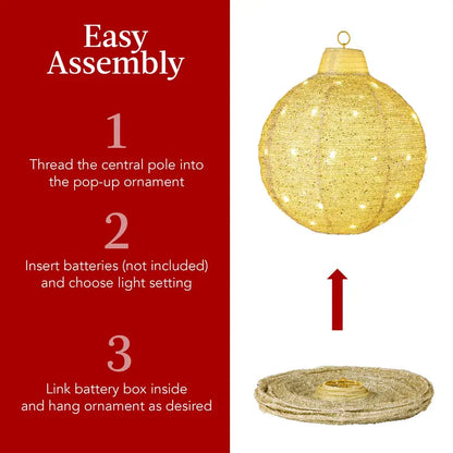 Hanging Pop-Up Outdoor Christmas Ornaments, LED Lights, 8 Light Functions