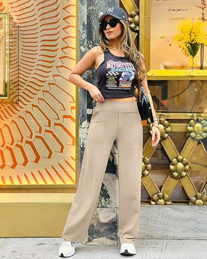 🌟Yoga pants women's high waisted elastic casual sports pants with pockets😍