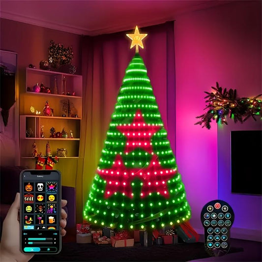 ✨APP-Controlled Aurora Tree｜11 Color Modes + Rhythm Beats for Party Magic