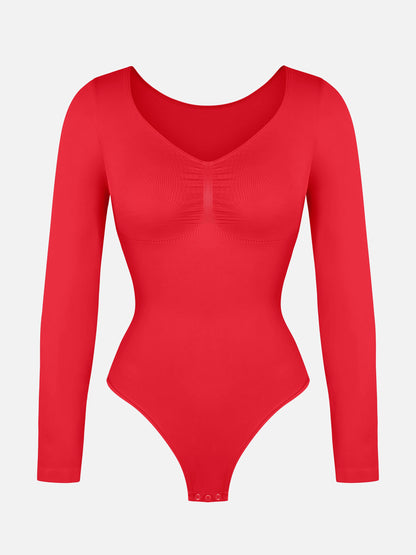 Seamless Long Sleeve Tummy Control Thong Bodysuit