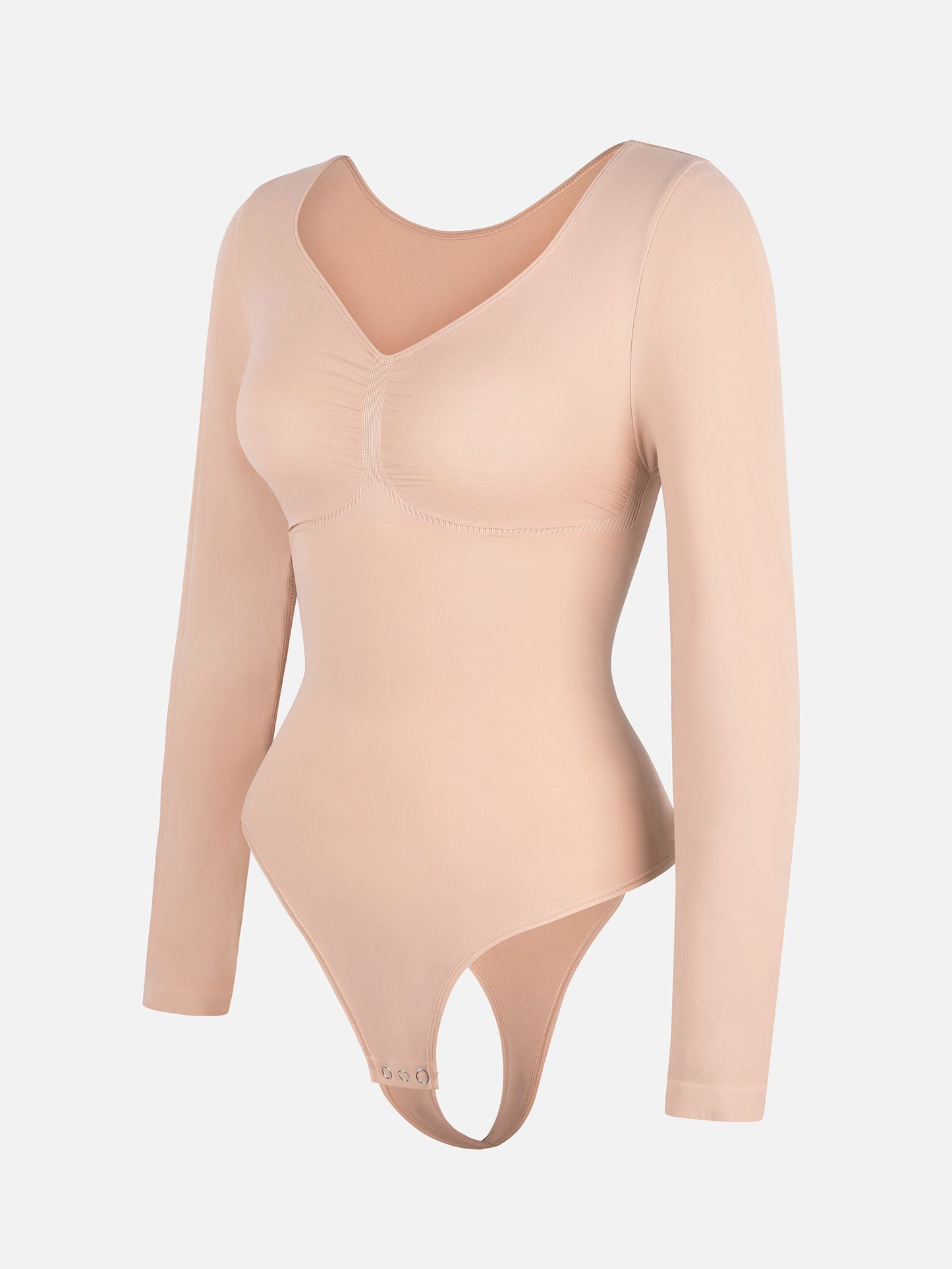 Seamless Long Sleeve Tummy Control Thong Bodysuit