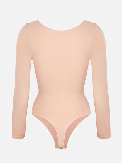 Seamless Long Sleeve Tummy Control Thong Bodysuit