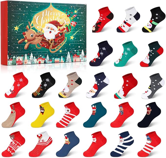 2025  Christmas Socks Advent Calendar - 24 Days of Festive Fun!