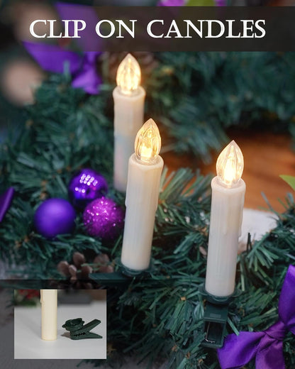🎄 Christmas Tree Clip-On LED Candles | Timer & Waterproof