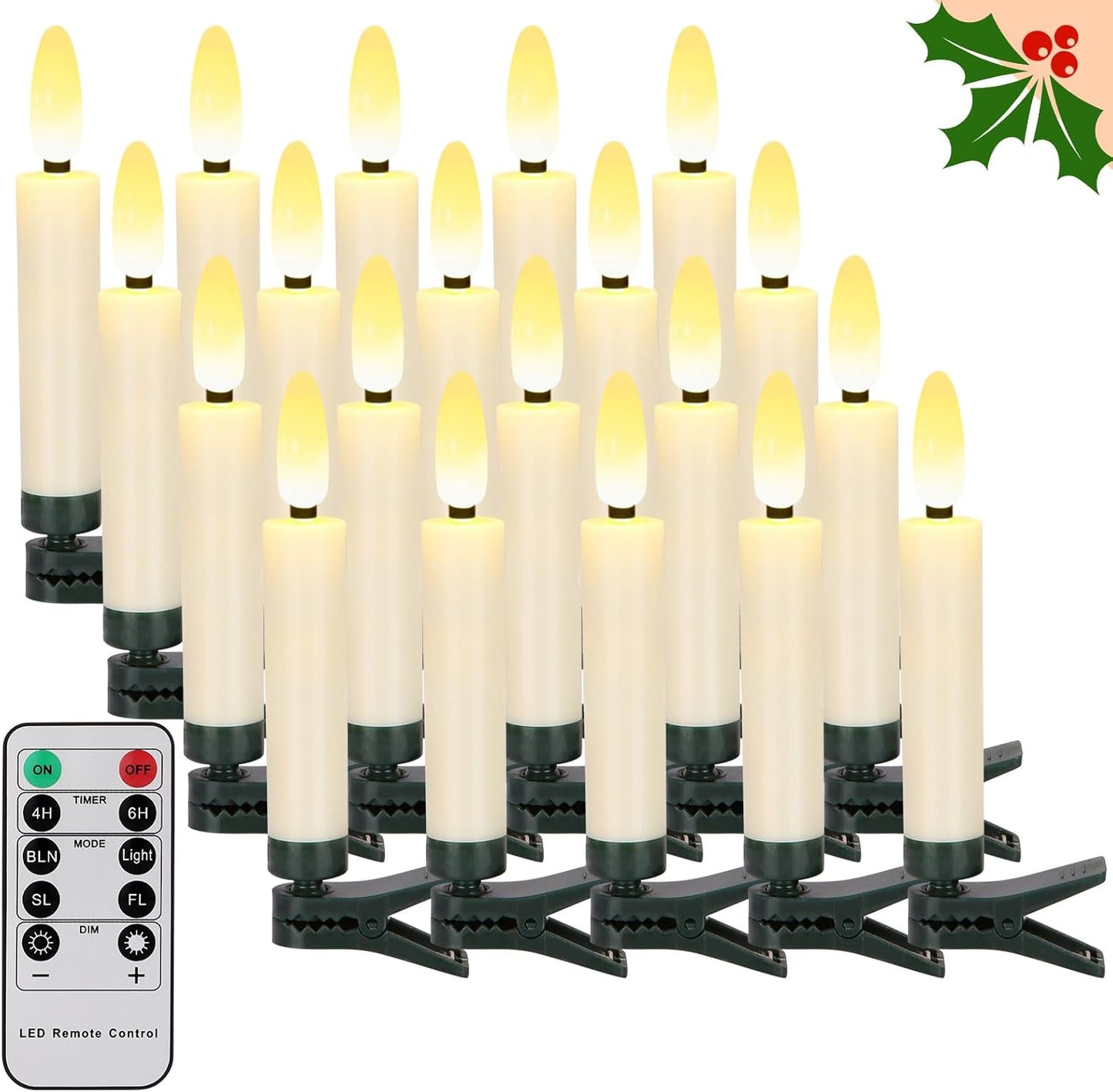 🎄 Christmas Tree Clip-On LED Candles | Timer & Waterproof