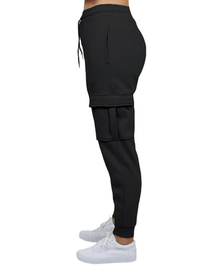 Women's Loose Fit Fleece Jogger Sweatpants with Velcro Cargo Pockets