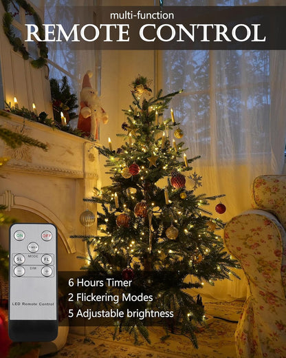 🎄 Christmas Tree Clip-On LED Candles | Timer & Waterproof