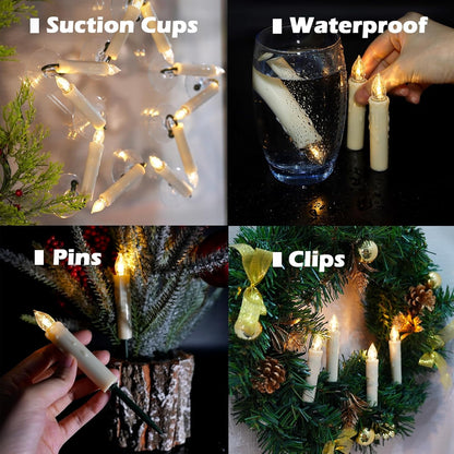 🎄 Christmas Tree Clip-On LED Candles | Timer & Waterproof