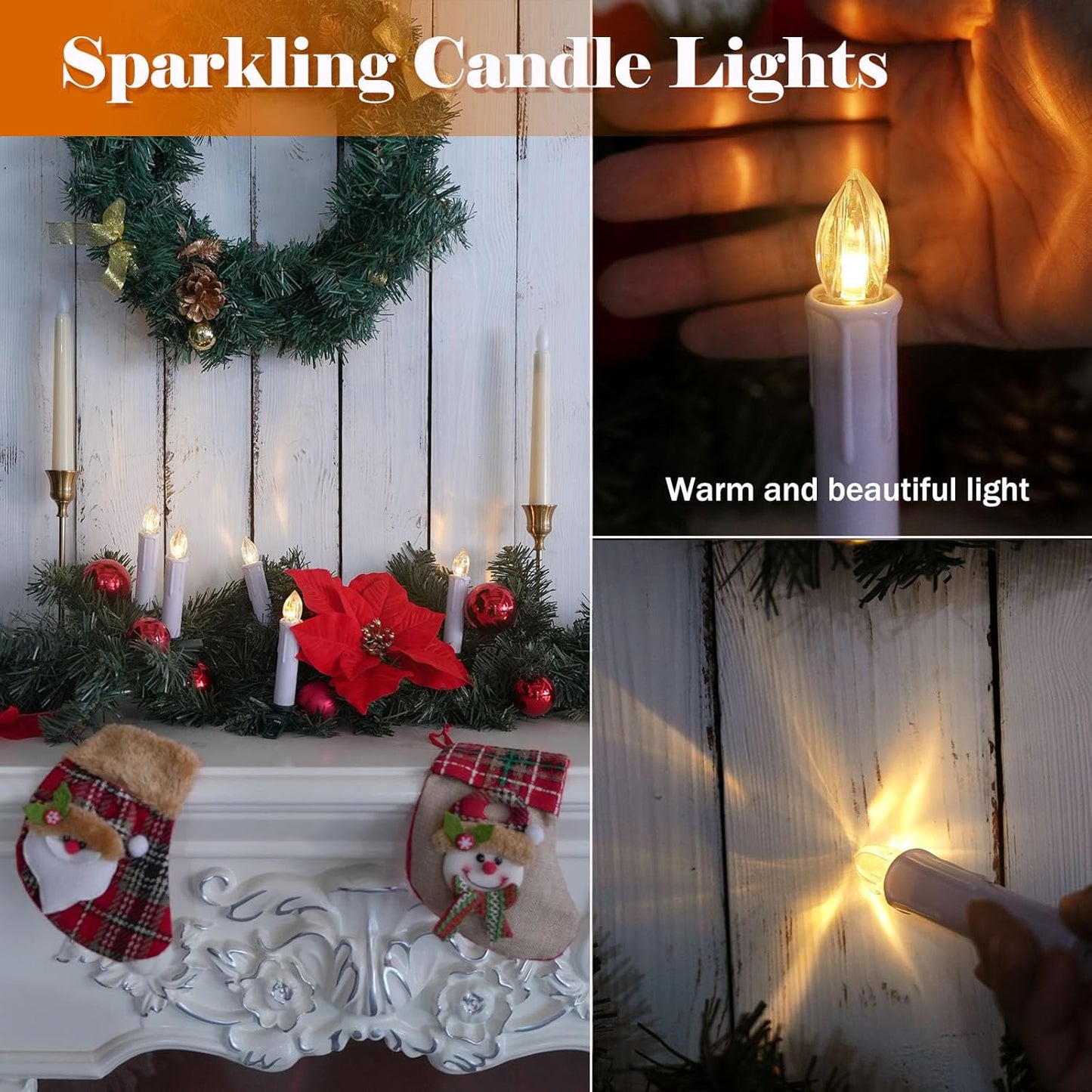 🎄 Christmas Tree Clip-On LED Candles | Timer & Waterproof