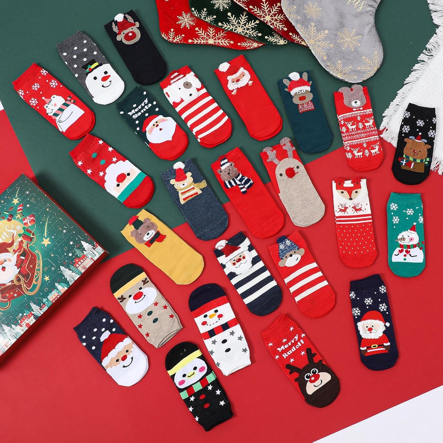 2025  Christmas Socks Advent Calendar - 24 Days of Festive Fun!