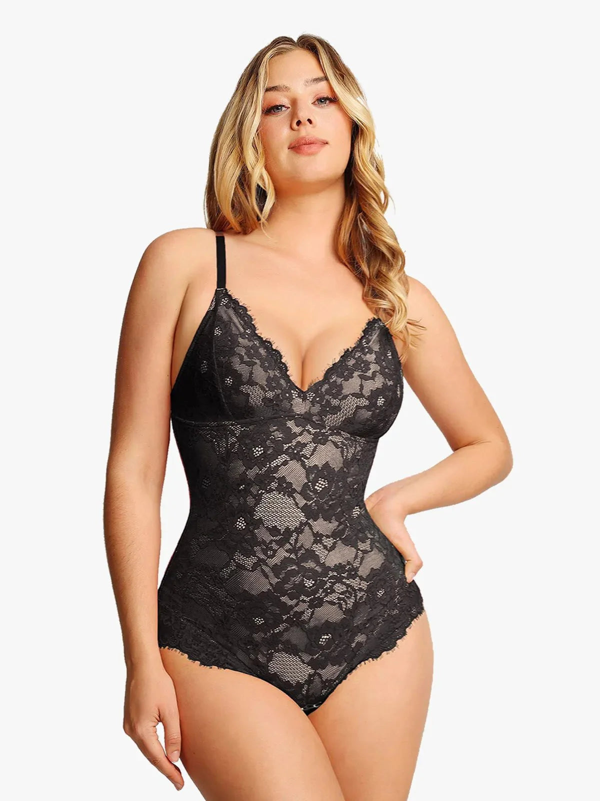 🔥Summer Promotion 49% OFF - V Neck Lace Shapewear Bodysuit🩱
