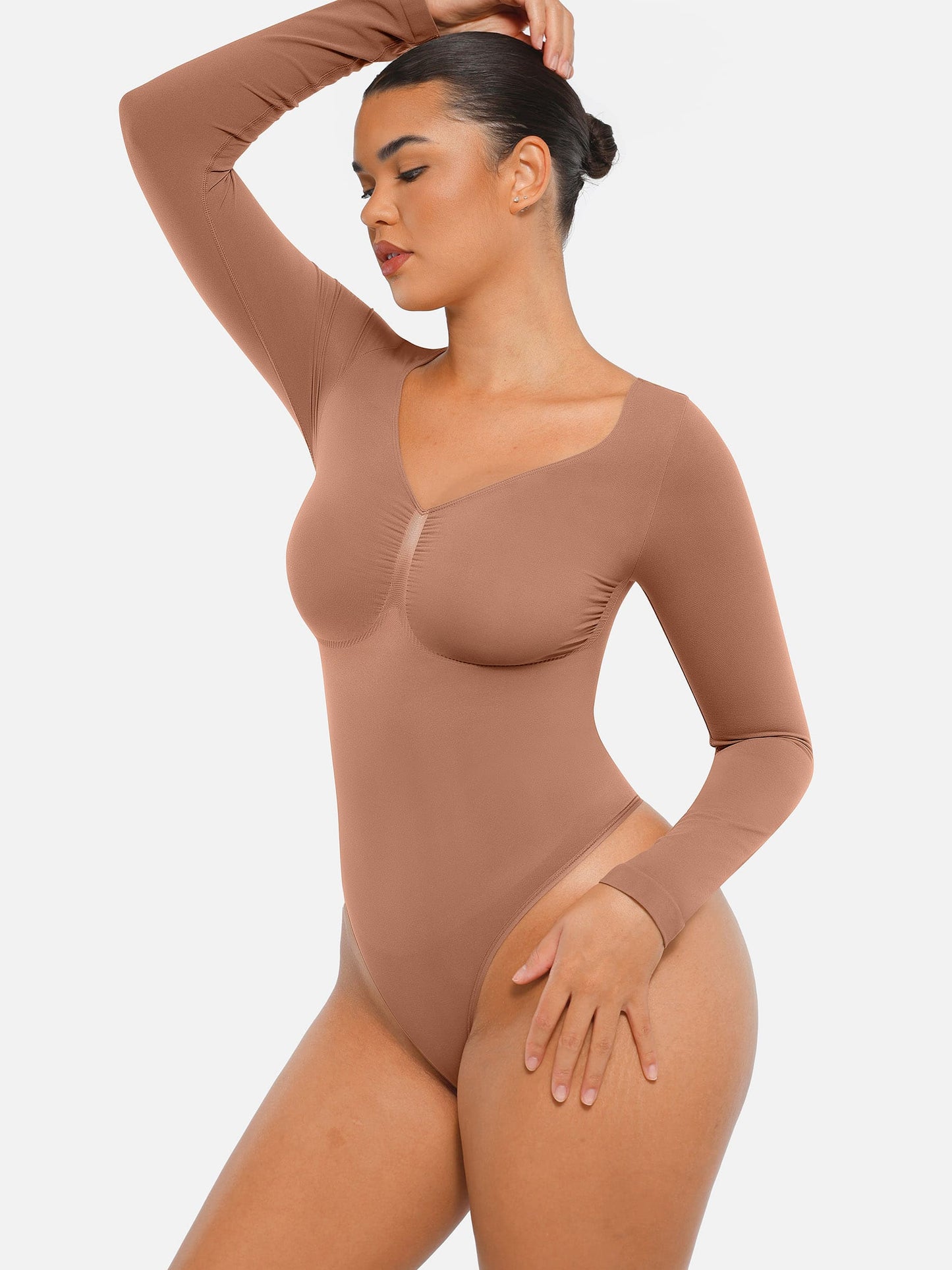 Seamless Long Sleeve Tummy Control Thong Bodysuit