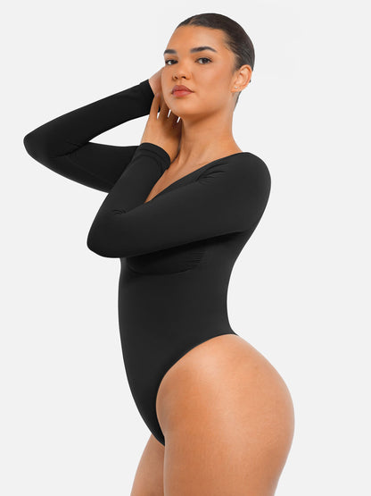 Seamless Long Sleeve Tummy Control Thong Bodysuit