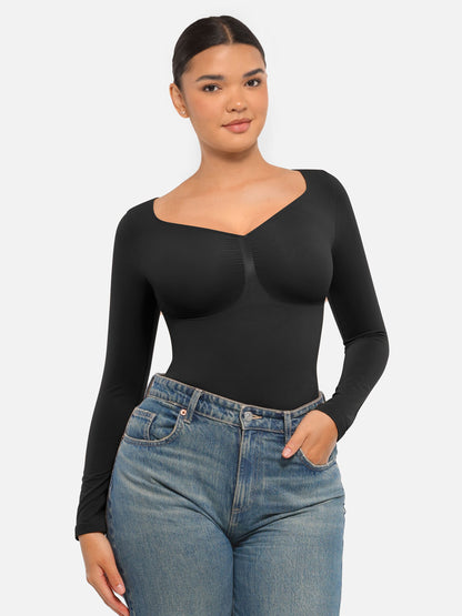 Seamless Long Sleeve Tummy Control Thong Bodysuit