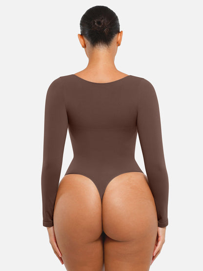 Seamless Long Sleeve Tummy Control Thong Bodysuit