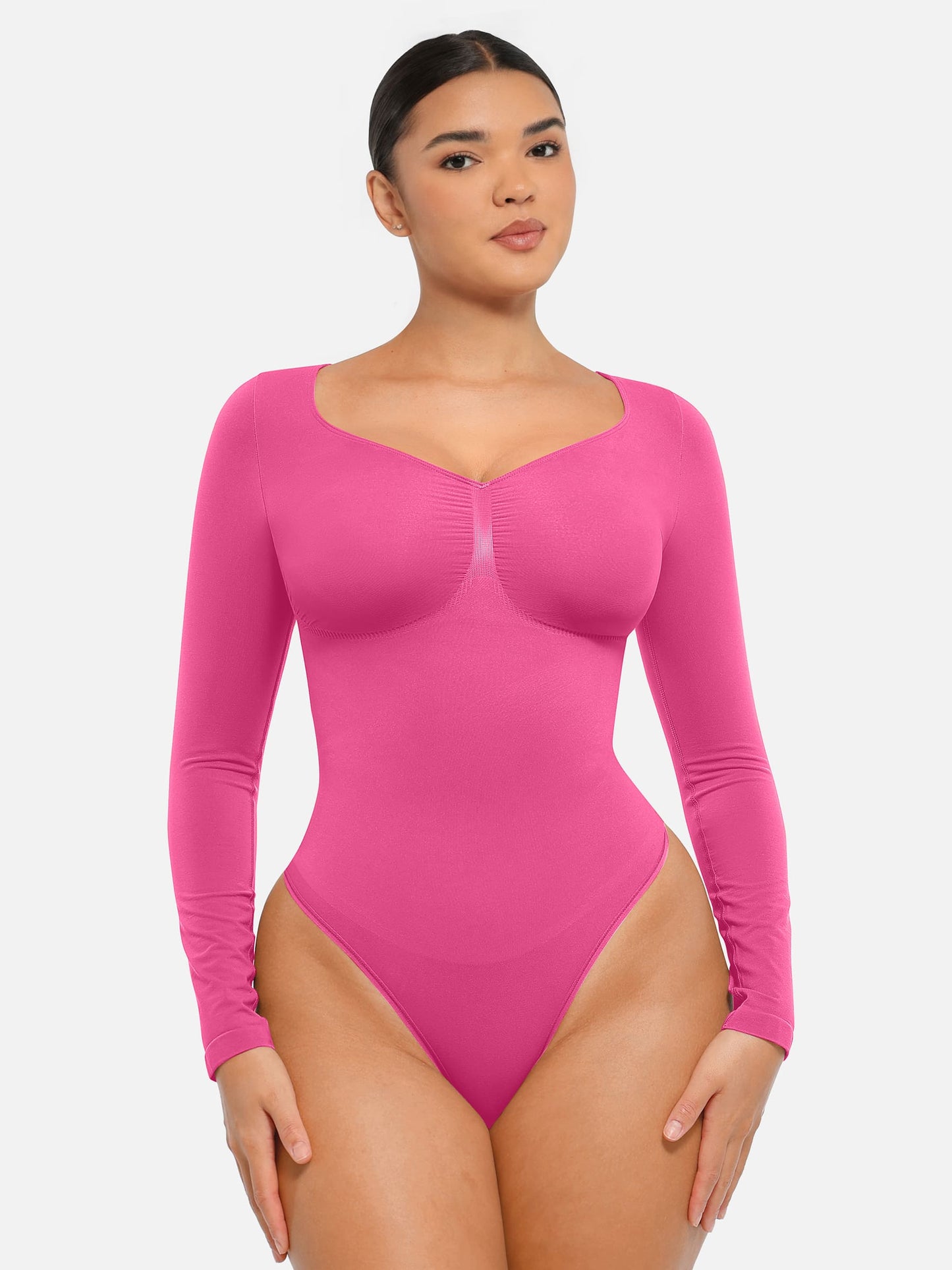 Seamless Long Sleeve Tummy Control Thong Bodysuit