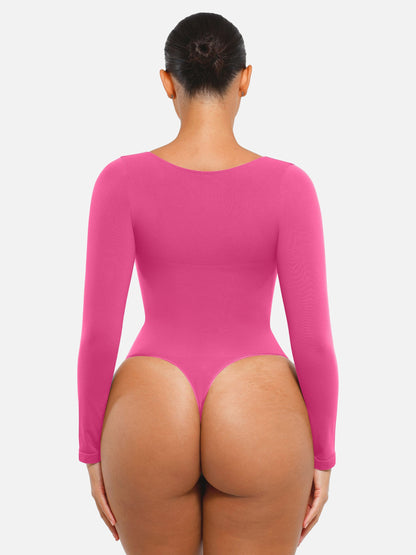 Seamless Long Sleeve Tummy Control Thong Bodysuit
