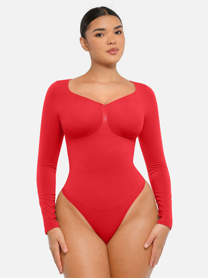 Seamless Long Sleeve Tummy Control Thong Bodysuit