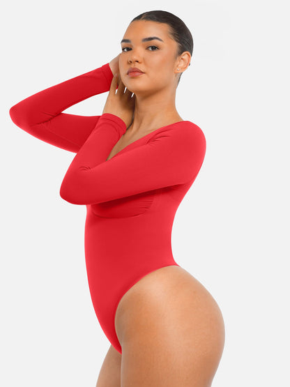 Seamless Long Sleeve Tummy Control Thong Bodysuit