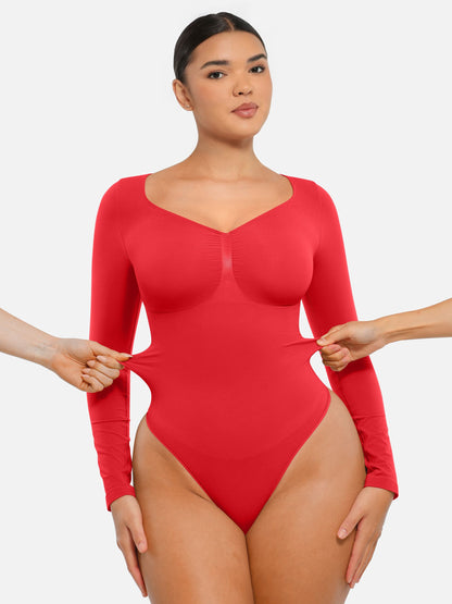 Seamless Long Sleeve Tummy Control Thong Bodysuit