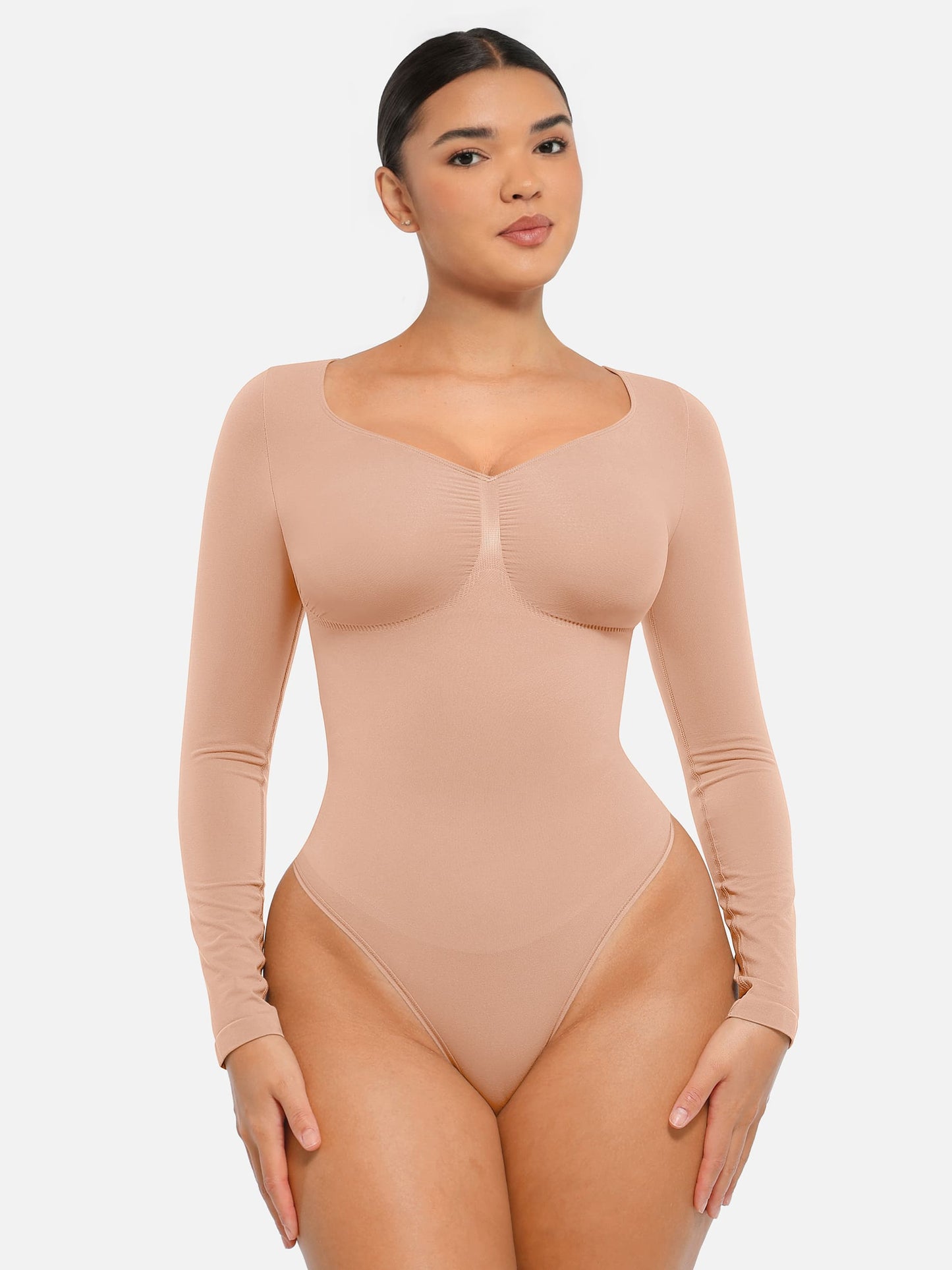 Seamless Long Sleeve Tummy Control Thong Bodysuit