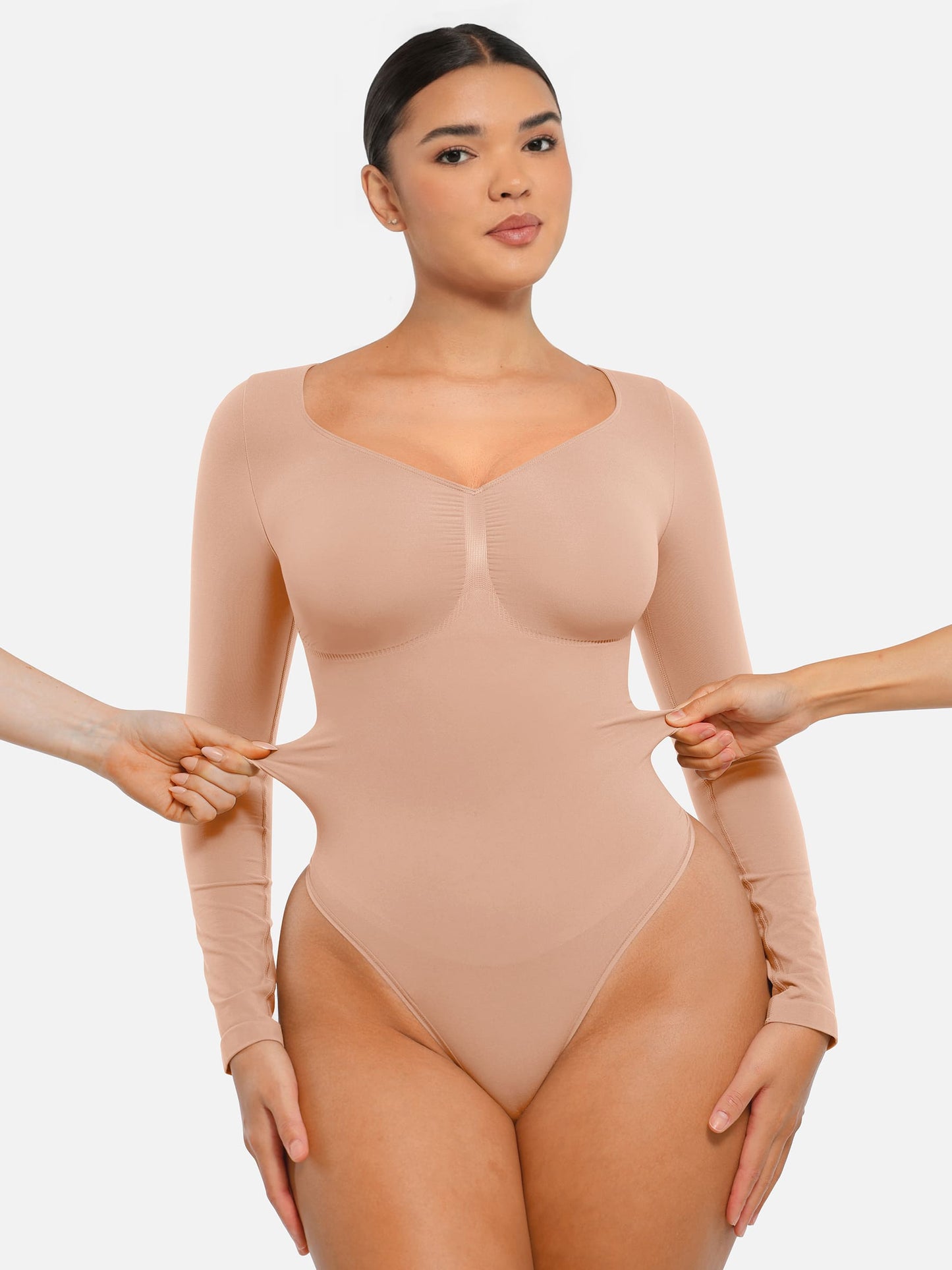Seamless Long Sleeve Tummy Control Thong Bodysuit