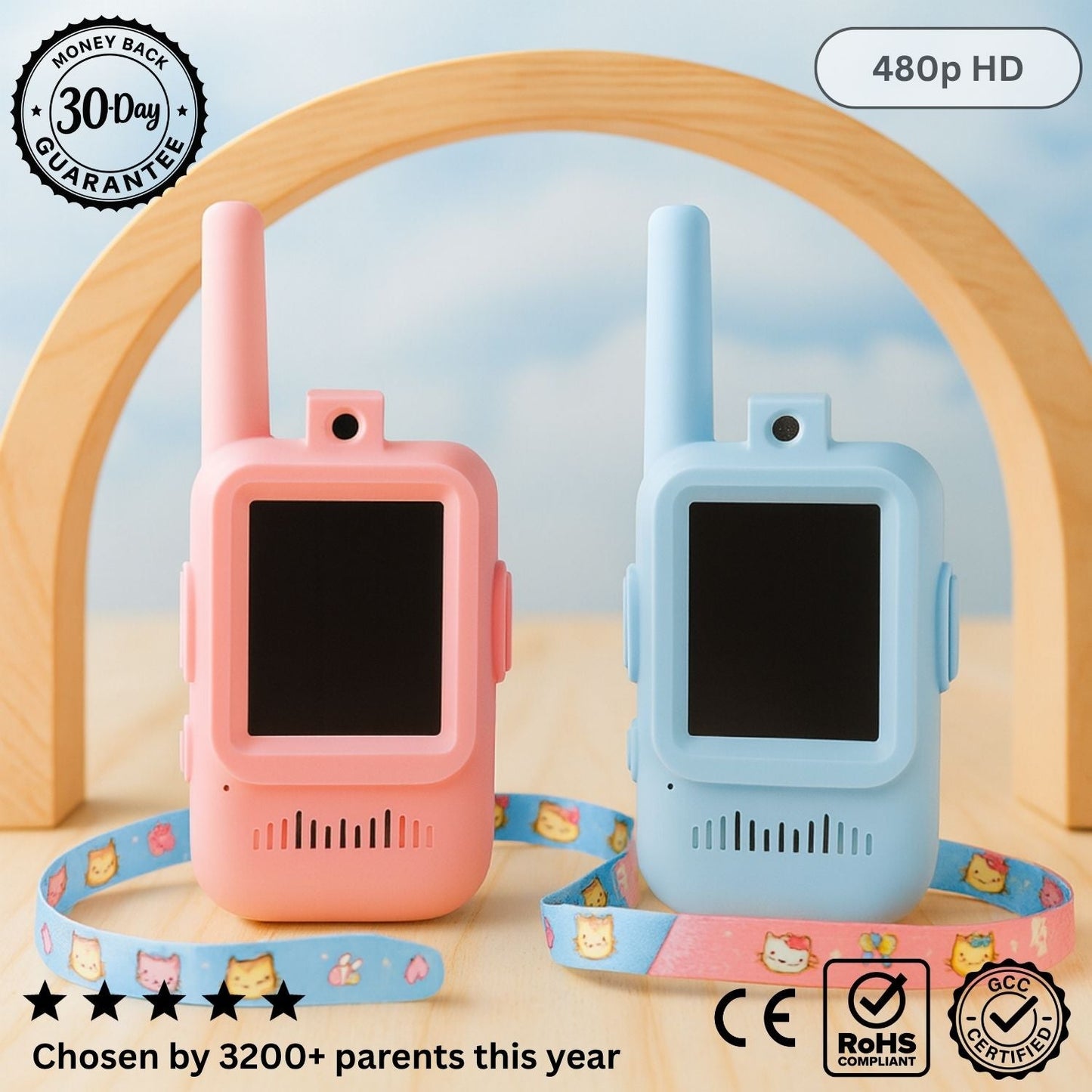 Kids'  Video Walkie-Talkie – 2-Pack HD Intercom for Playful, Secure Communication