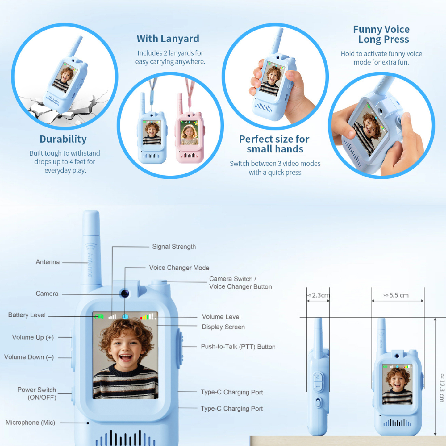 Kids'  Video Walkie-Talkie – 2-Pack HD Intercom for Playful, Secure Communication