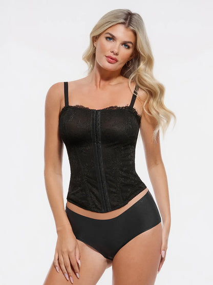 Bracurve X Angela Shapewear Sculpting Leopard Mesh Detachable Strap Corset Top