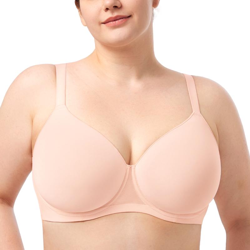 AirMesh Plus Size Full Coverage Mesh Lightly Padded Lined honeycomb-cup Adjustable Straps Underwire T-Shirt Bra