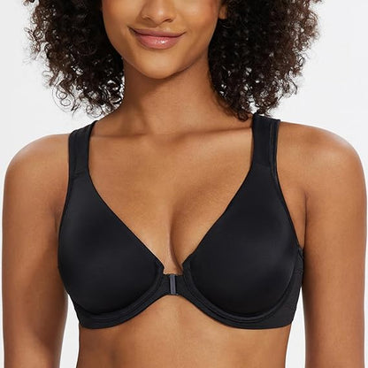 Women's Front Closure Bras Posture Full Coverage Plus Size Underwire Unlined Back Support Plunge Seamless Bra